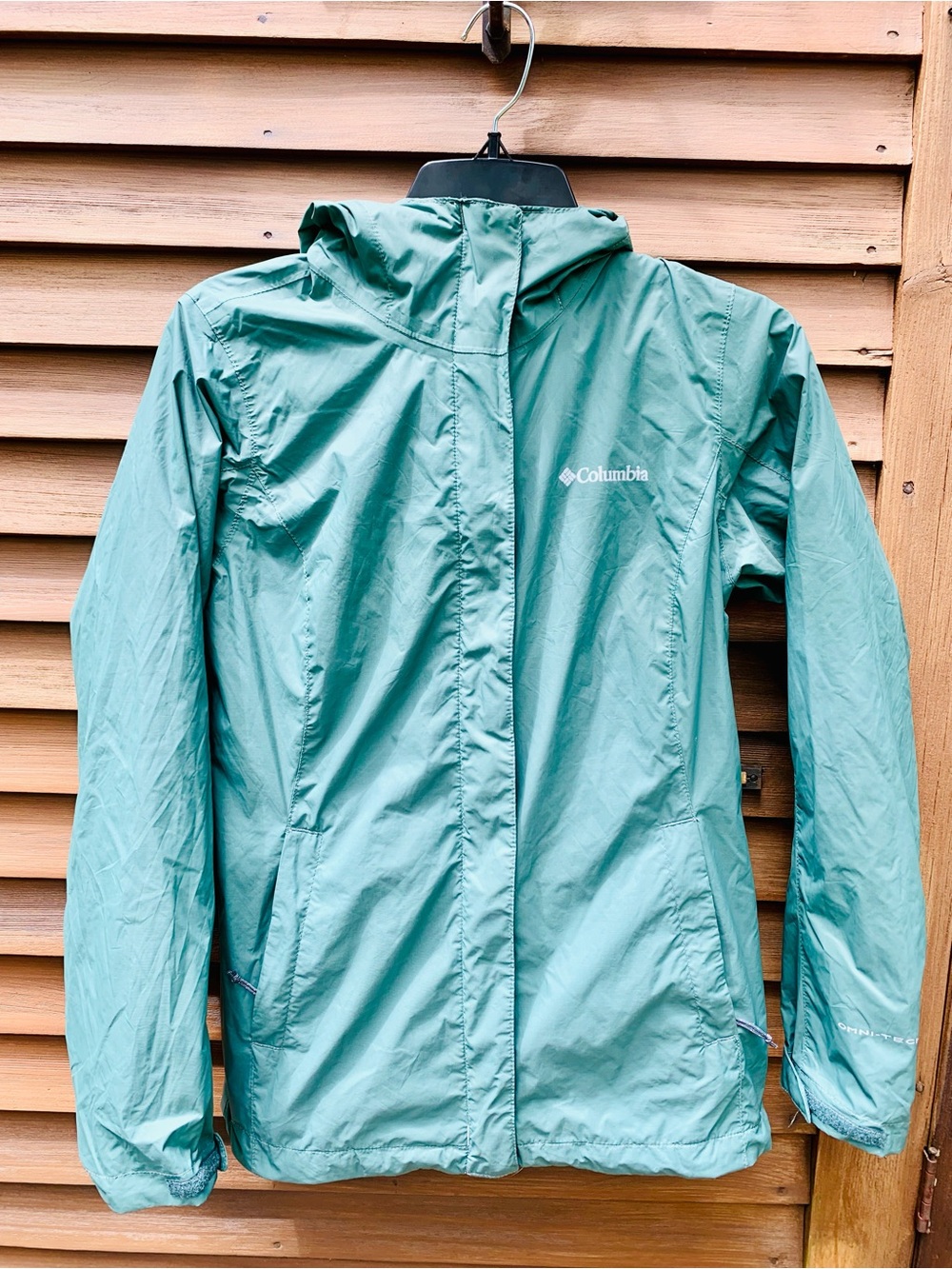 Columbia Seafoam Green Hooded Rain Shell